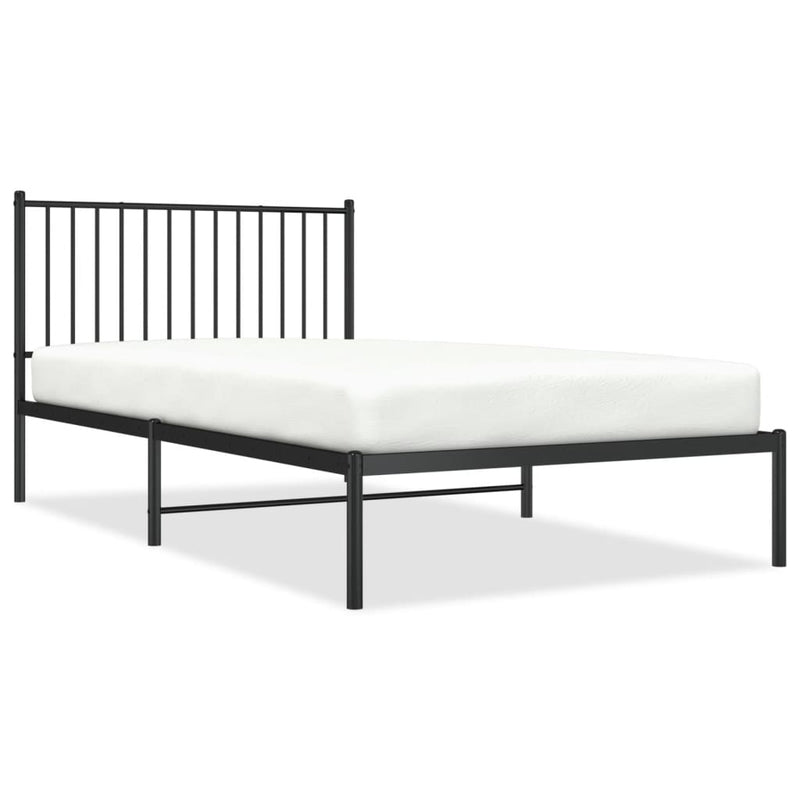 Metal Bed Frame without Mattress with Headboard Black 107x203 cm King Single