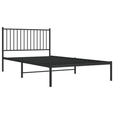 Metal Bed Frame without Mattress with Headboard Black 107x203 cm King Single