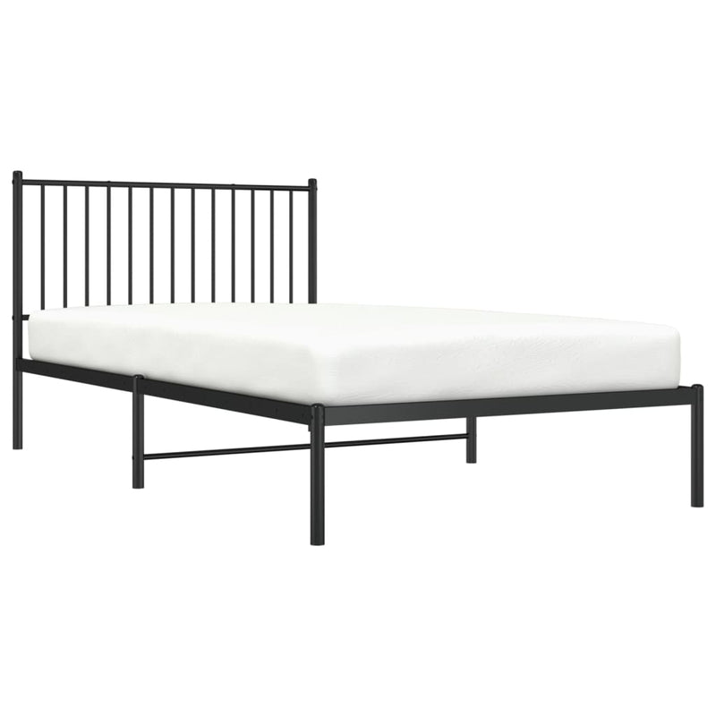 Metal Bed Frame without Mattress with Headboard Black 107x203 cm King Single