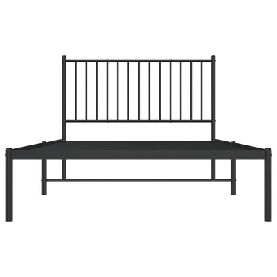 Metal Bed Frame without Mattress with Headboard Black 107x203 cm King Single