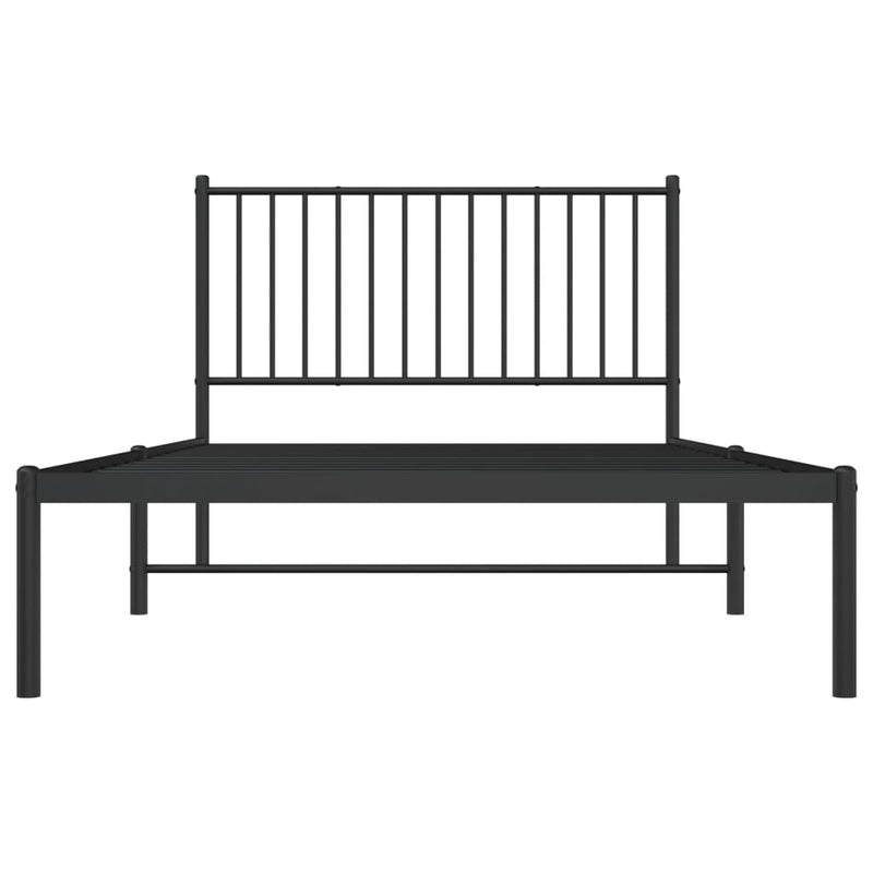 Metal Bed Frame without Mattress with Headboard Black 107x203 cm King Single