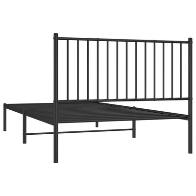 Metal Bed Frame without Mattress with Headboard Black 107x203 cm King Single