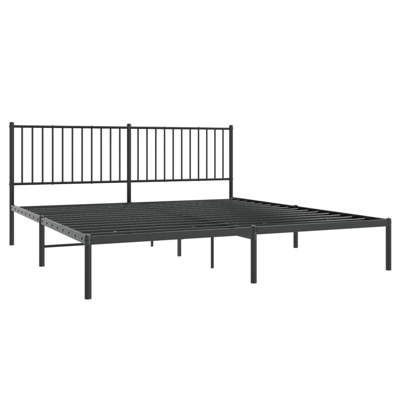 Metal Bed Frame without Mattress with Headboard Black 183x203 cm King