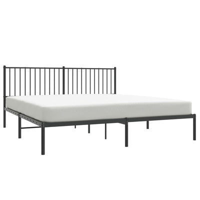 Metal Bed Frame without Mattress with Headboard Black 183x203 cm King