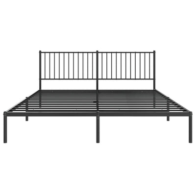 Metal Bed Frame without Mattress with Headboard Black 183x203 cm King