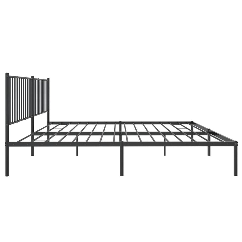 Metal Bed Frame without Mattress with Headboard Black 183x203 cm King