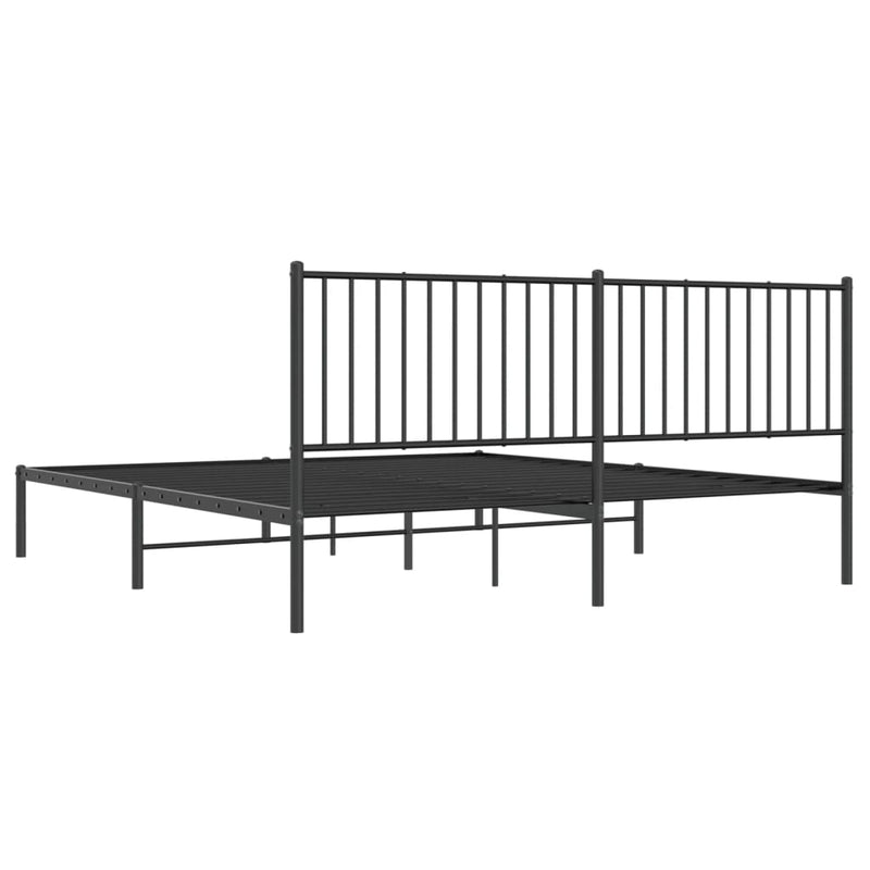 Metal Bed Frame without Mattress with Headboard Black 183x203 cm King