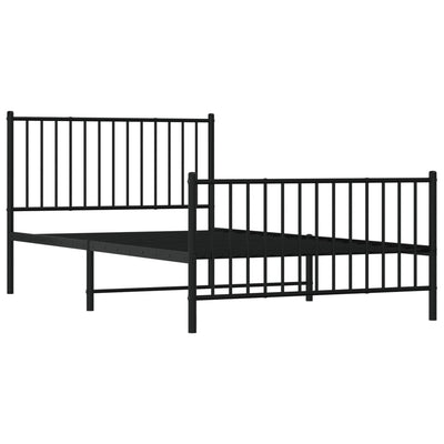 Metal Bed Frame without Mattress with Footboard Black 107x203 cm King Single