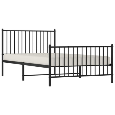 Metal Bed Frame without Mattress with Footboard Black 107x203 cm King Single