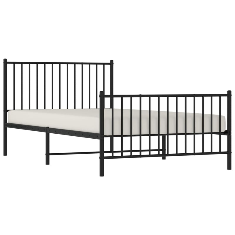 Metal Bed Frame without Mattress with Footboard Black 107x203 cm King Single