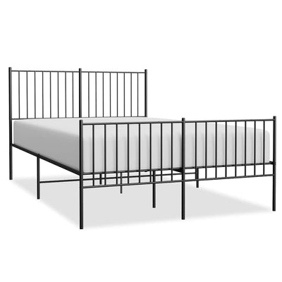 Metal Bed Frame without Mattress with Footboard Black 135x190 cm