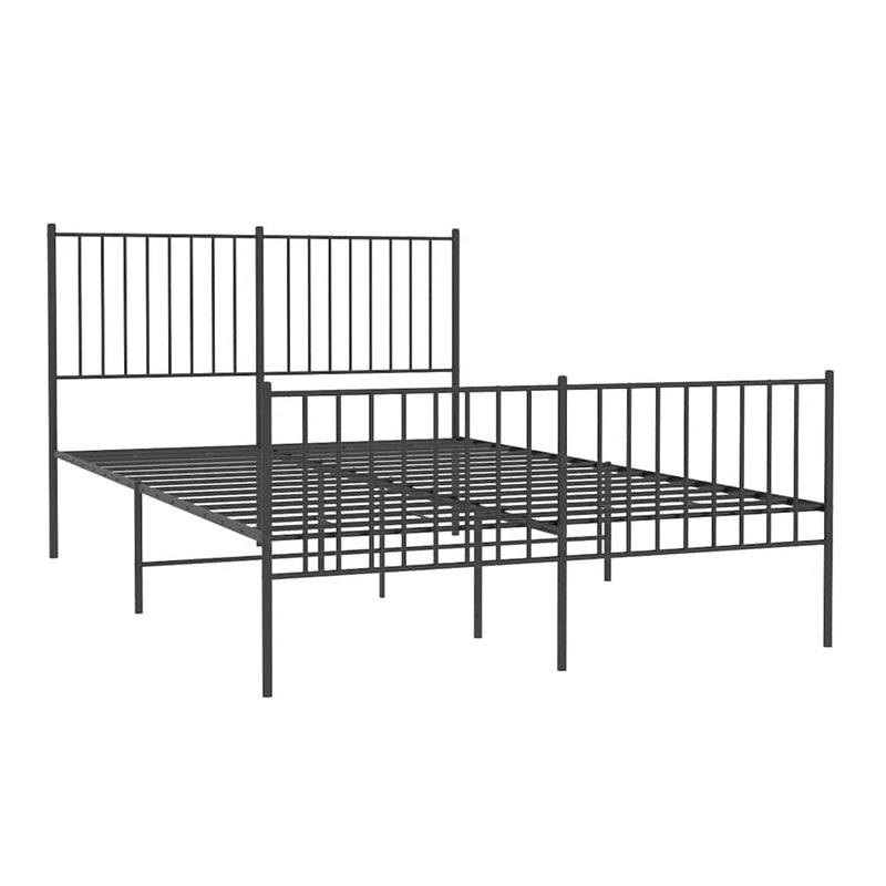 Metal Bed Frame without Mattress with Footboard Black 135x190 cm