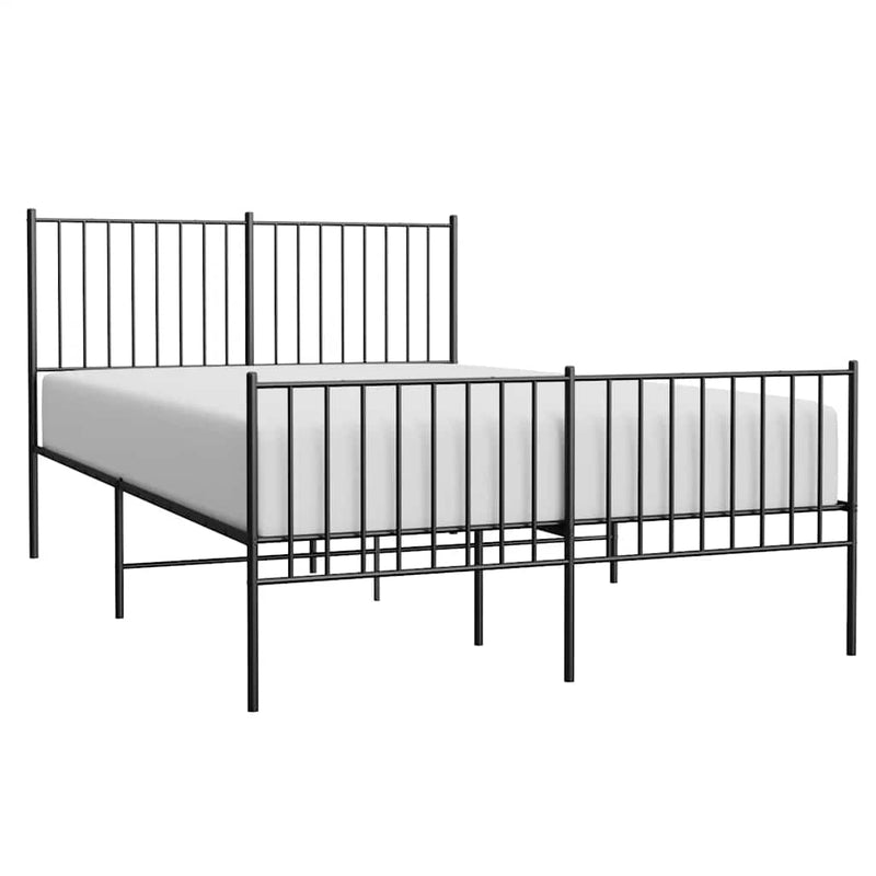 Metal Bed Frame without Mattress with Footboard Black 135x190 cm