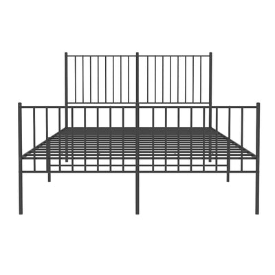 Metal Bed Frame without Mattress with Footboard Black 135x190 cm