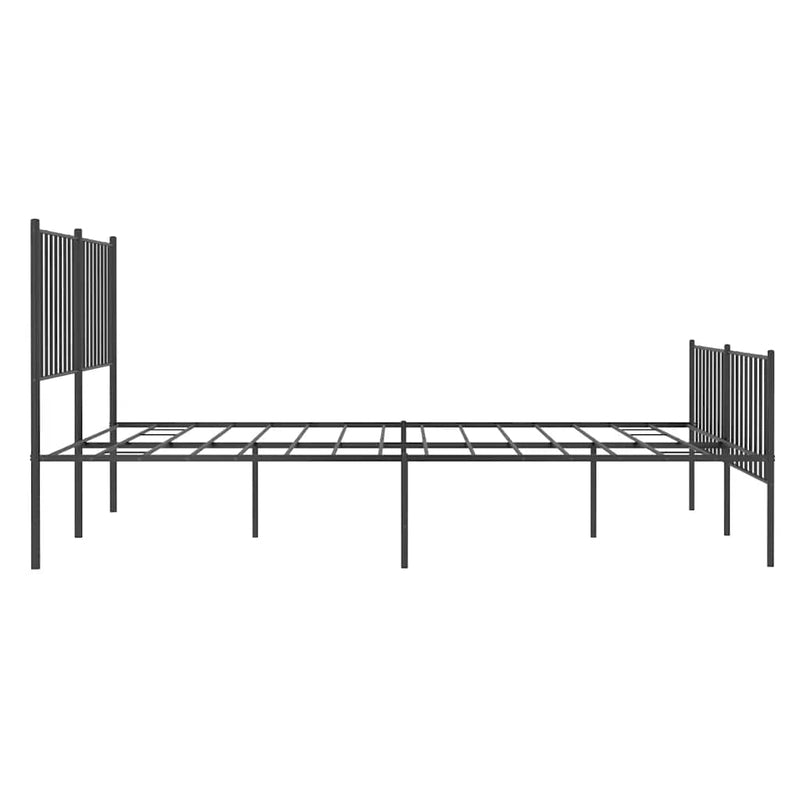 Metal Bed Frame without Mattress with Footboard Black 135x190 cm