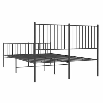 Metal Bed Frame without Mattress with Footboard Black 135x190 cm