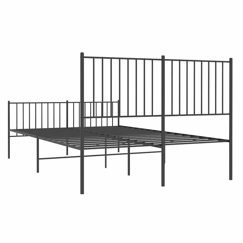 Metal Bed Frame without Mattress with Footboard Black 135x190 cm