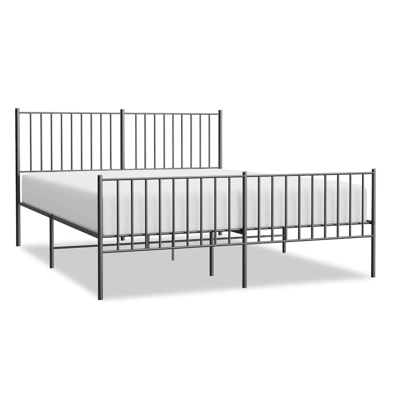 Metal Bed Frame without Mattress with Footboard Black 150x200 cm