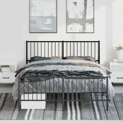 Metal Bed Frame without Mattress with Footboard Black 150x200 cm