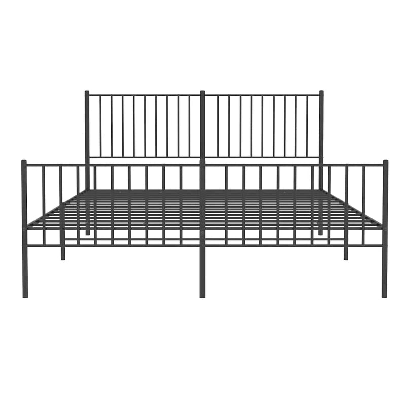 Metal Bed Frame without Mattress with Footboard Black 150x200 cm