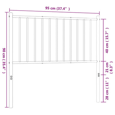 Metal Headboard Black 90 cm