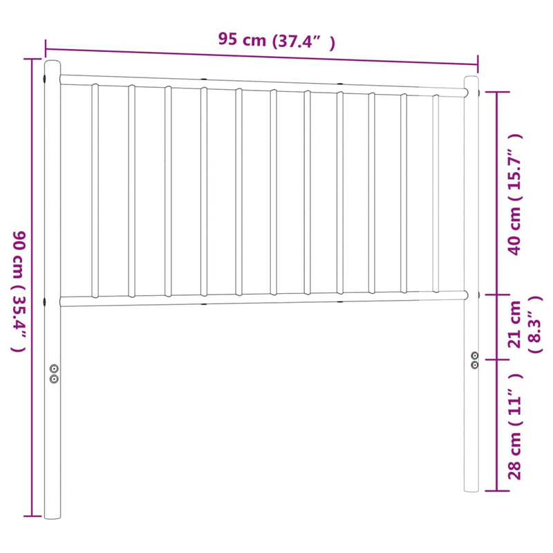 Metal Headboard Black 90 cm