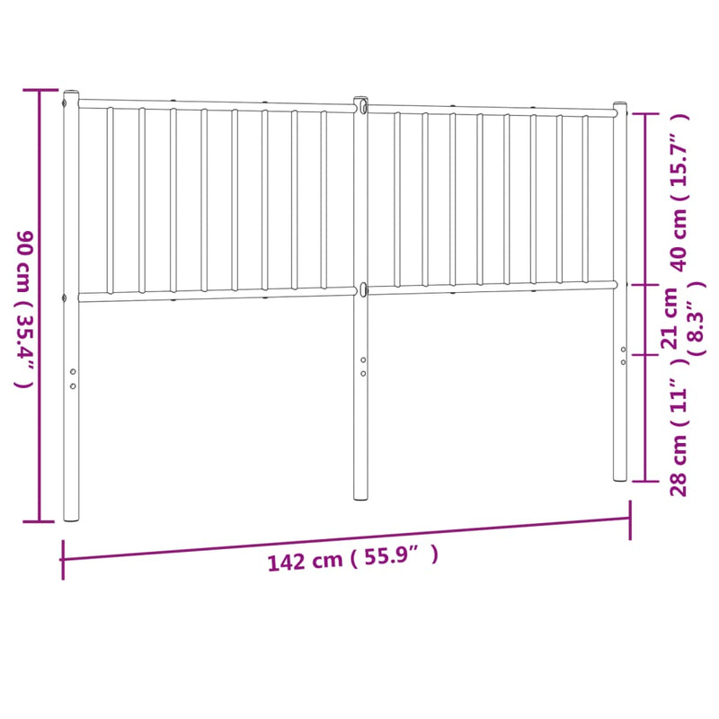 Metal Headboard Black 137 cm Double