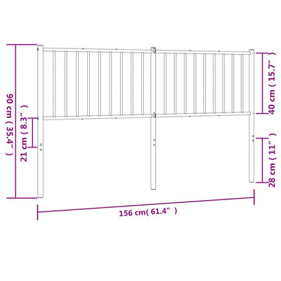 Metal Headboard Black 152 cm Queen