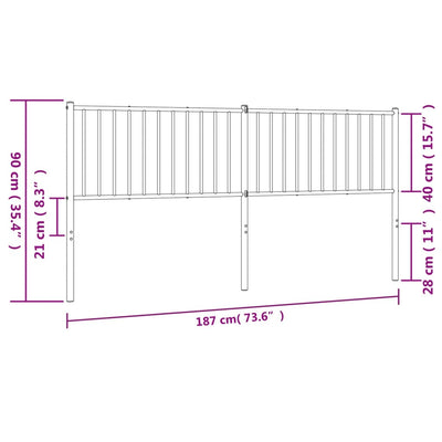 Metal Headboard Black 183 cm King