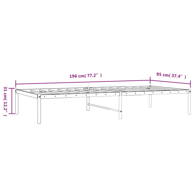 Metal Bed Frame without Mattress White 90x190 cm