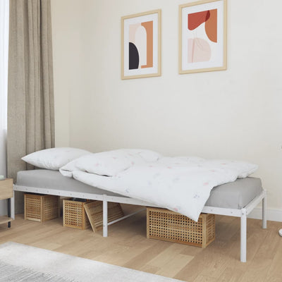 Metal Bed Frame without Mattress White 90x190 cm