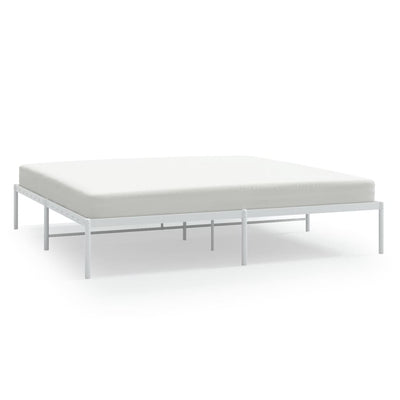 Metal Bed Frame without Mattress White 183x203 cm King