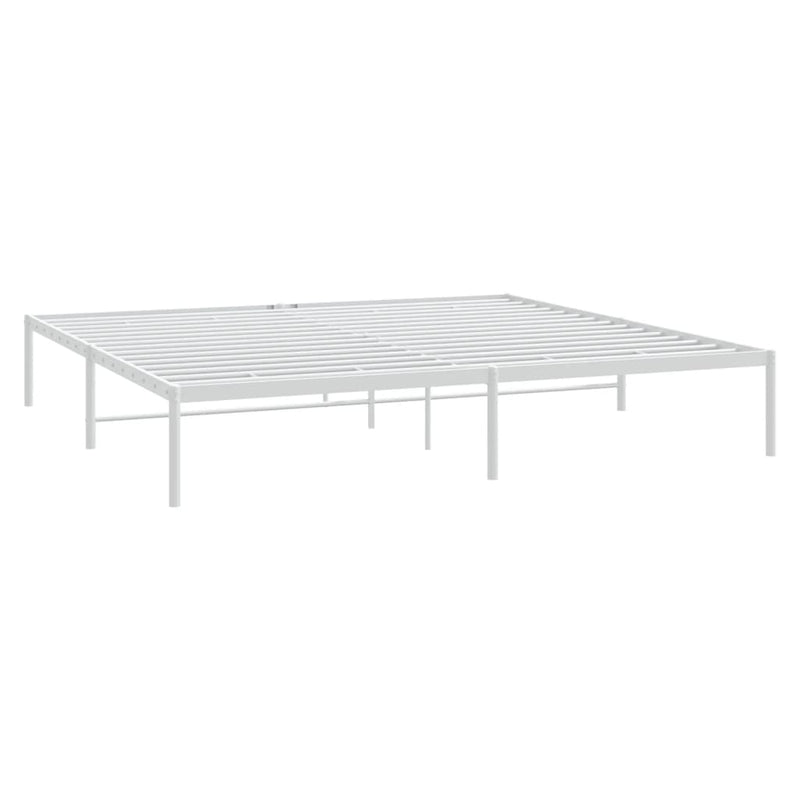 Metal Bed Frame without Mattress White 183x203 cm King