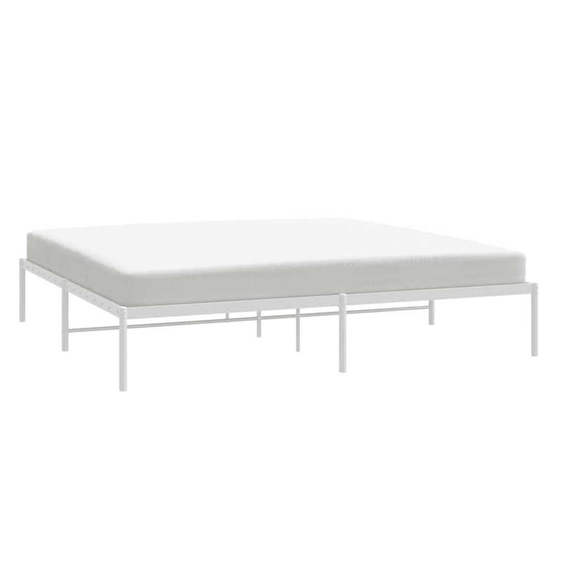 Metal Bed Frame without Mattress White 183x203 cm King