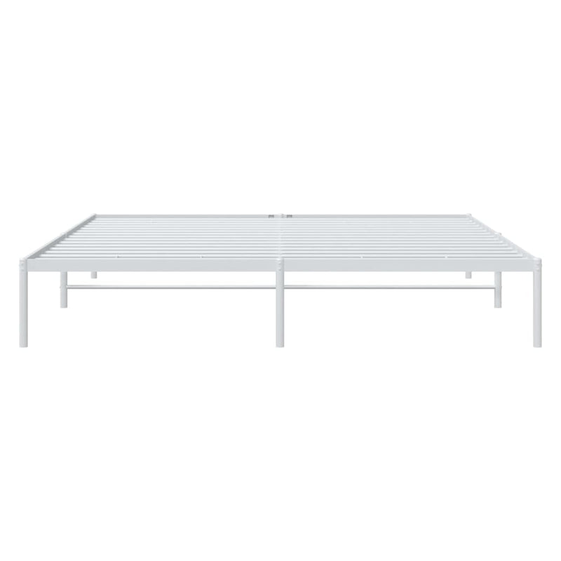 Metal Bed Frame without Mattress White 183x203 cm King