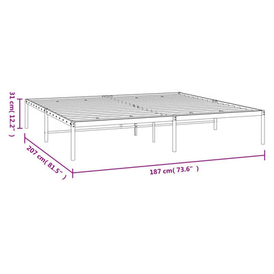 Metal Bed Frame without Mattress White 183x203 cm King