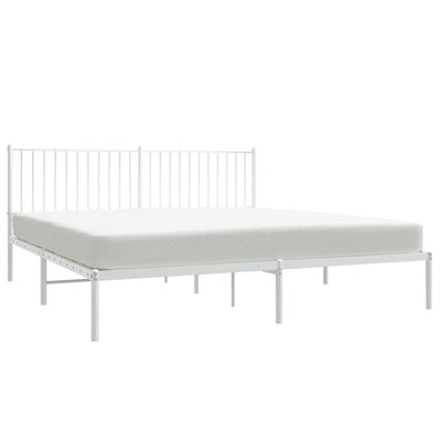 Metal Bed Frame without Mattress with Headboard White 183x203 cm King