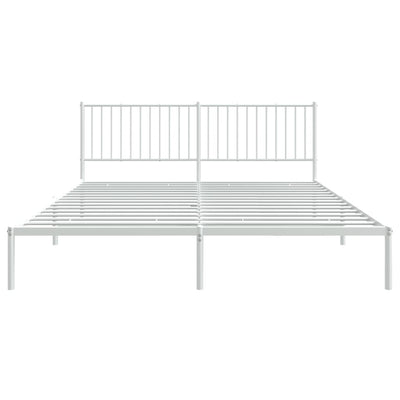 Metal Bed Frame without Mattress with Headboard White 183x203 cm King