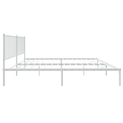 Metal Bed Frame without Mattress with Headboard White 183x203 cm King