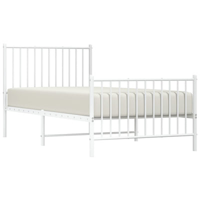 Metal Bed Frame without Mattress with Footboard White 90x190 cm