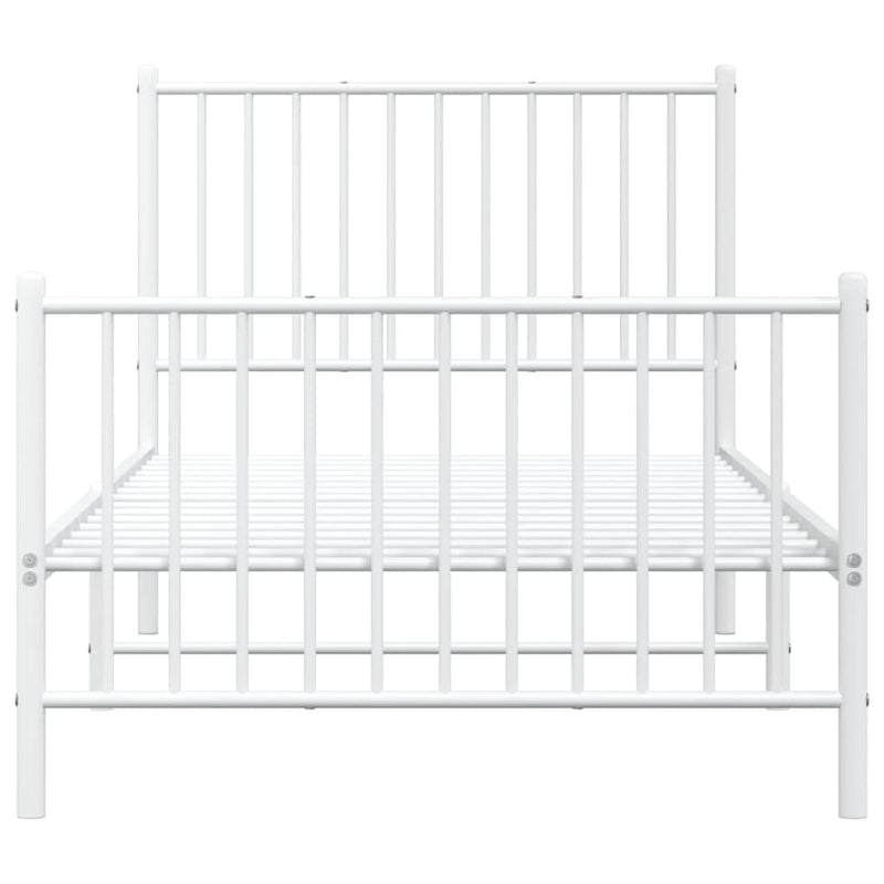 Metal Bed Frame without Mattress with Footboard White 90x190 cm