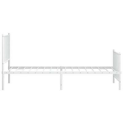 Metal Bed Frame without Mattress with Footboard White 90x190 cm