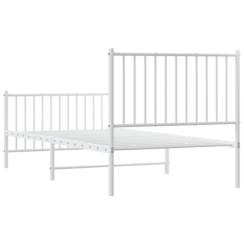 Metal Bed Frame without Mattress with Footboard White 90x190 cm