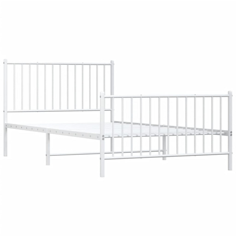 Metal Bed Frame without Mattress with Footboard White 107x203 cm King Single