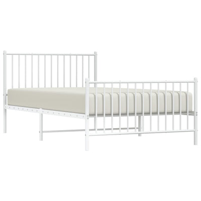 Metal Bed Frame without Mattress with Footboard White 107x203 cm King Single