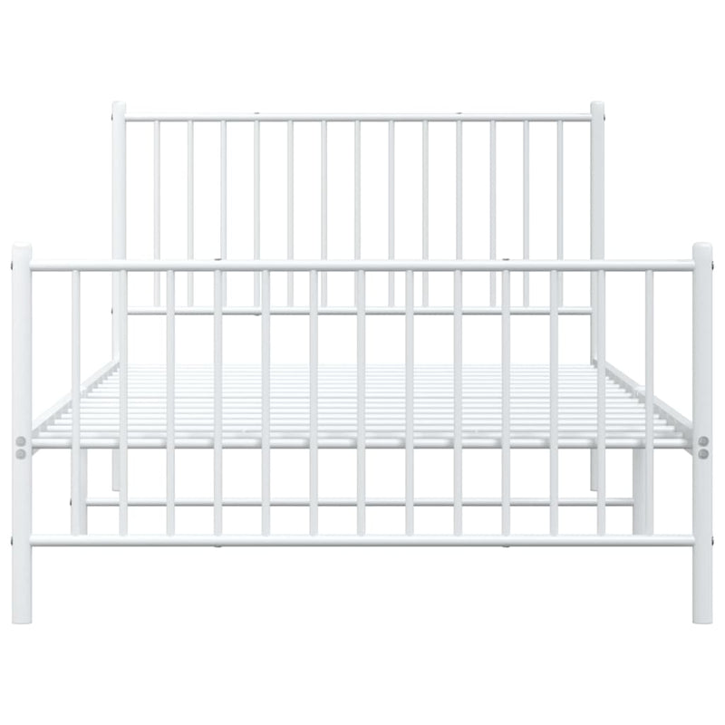 Metal Bed Frame without Mattress with Footboard White 107x203 cm King Single