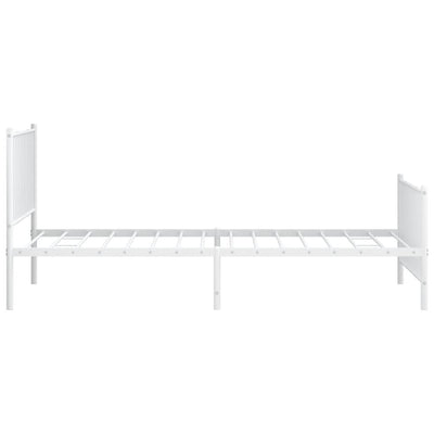 Metal Bed Frame without Mattress with Footboard White 107x203 cm King Single