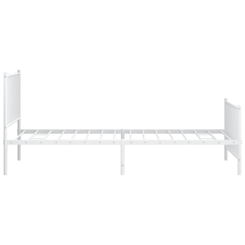 Metal Bed Frame without Mattress with Footboard White 107x203 cm King Single