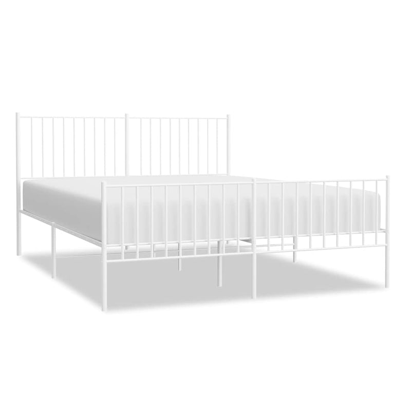 Metal Bed Frame without Mattress with Footboard White 150x200 cm