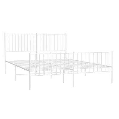 Metal Bed Frame without Mattress with Footboard White 150x200 cm